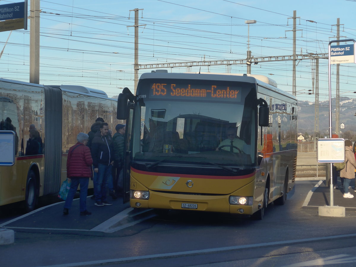 (214'217) - Lienert&Ehrler, Einsiedeln - SZ 68'226 - Irisbus (ex Schuler, Feusisberg) am 15. Februar 2020 beim Bahnhof Pf�ffikon