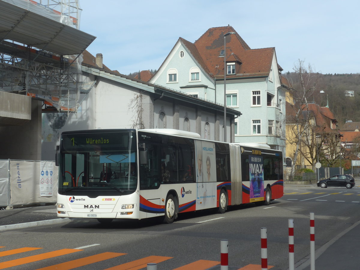 (214'622) - RVBW Wettingen - Nr. 167/AG 19'571 - MAN am 20. Februar 2020 in Baden, Postautostation
