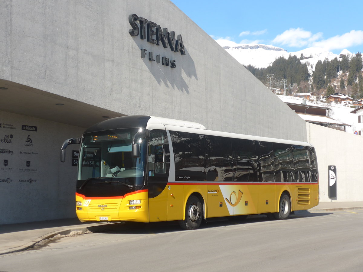 (214'966) - PostAuto Graub�nden - GR 162'981 - MAN am 1. M�rz 2020 in Flims, Bergbahnen