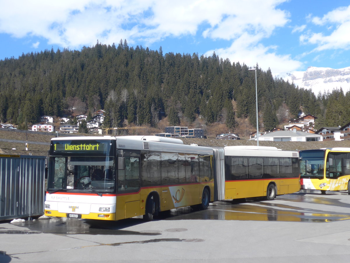 (214'997) - Stuppan, Flims - GR 80'411 - MAN (ex Steiner, Ortschwaben Nr. 20; ex Steiner, Ortschwaben Nr. 10) am 1. M�rz 2020 in Laax, Garage