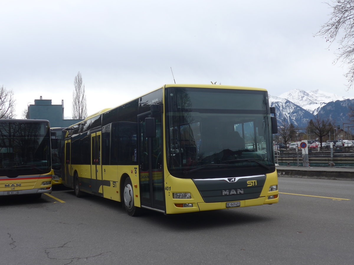 (215'022) - STI Thun - Nr. 401/BE 849'401 - MAN am 2. M�rz 2020 bei der Schiffl�ndte Thun