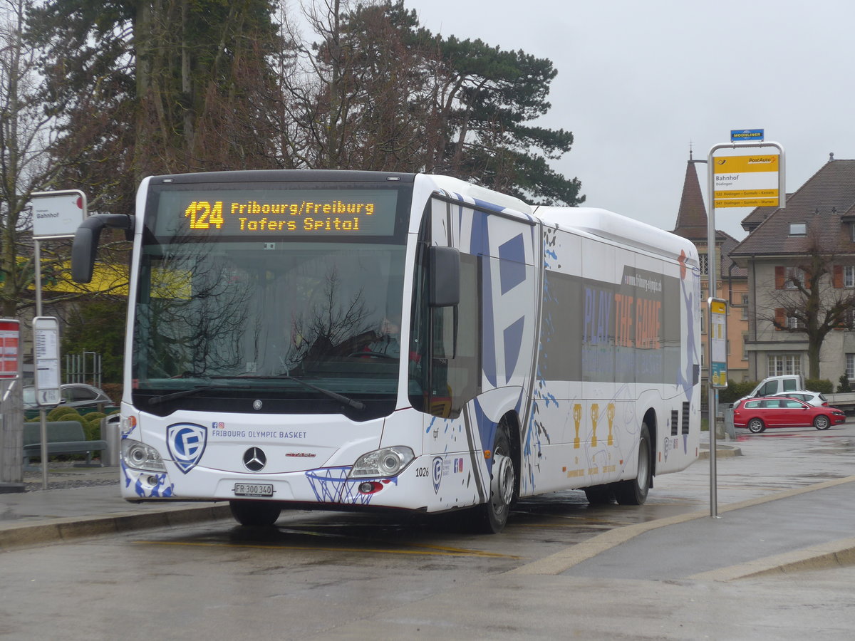 (215'057) - TPF Fribourg - Nr. 1026/FR 300'340 - Mercedes am 2. M�rz 2020 beim Bahnhof D�dingen