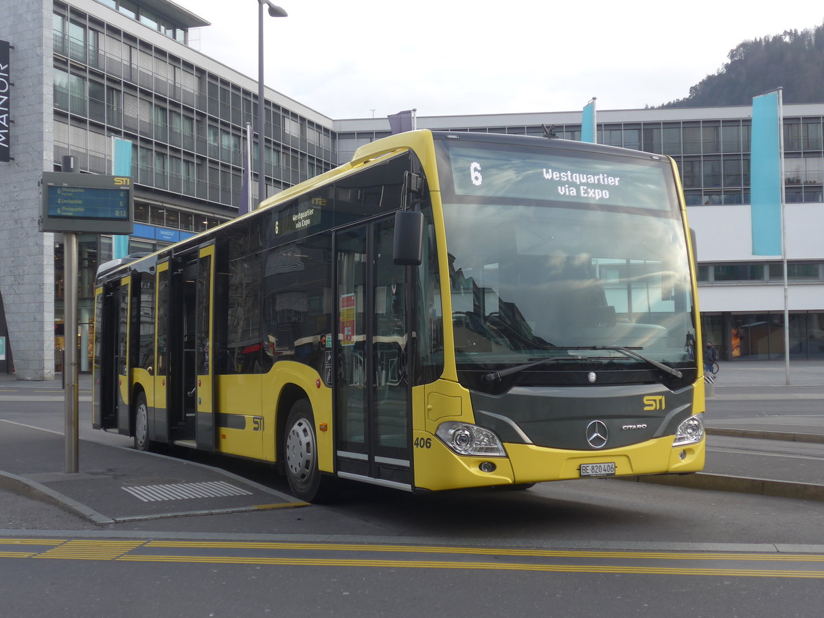 (215'117) - STI Thun - Nr. 406/BE 820'406 - Mercedes am 14. M�rz 2020 beim Bahnhof Thun