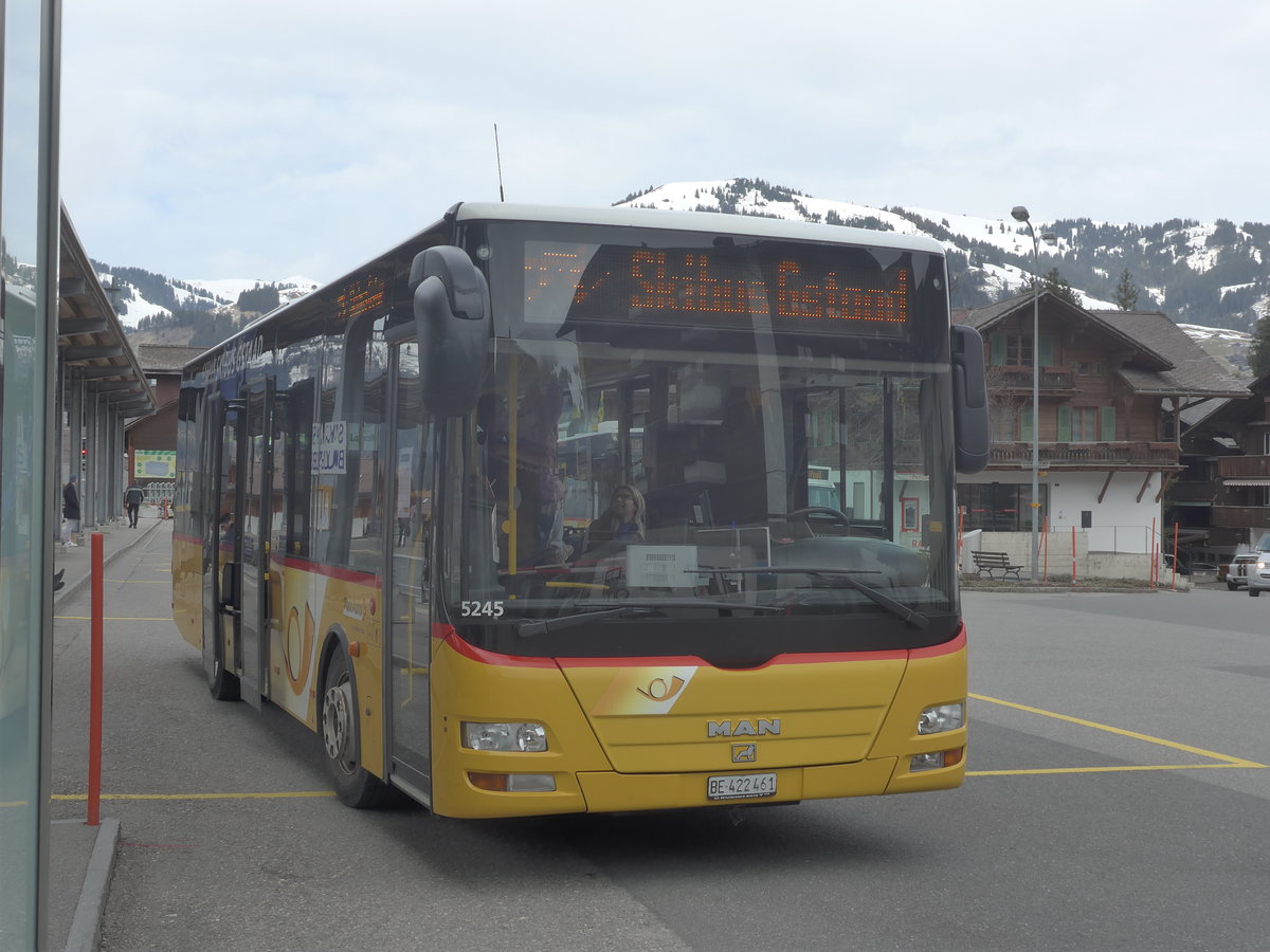 (215'140) - PostAuto Bern - BE 422'461 - MAN/G�ppel (ex AVG Meiringen Nr. 61) am 14. M�rz 2020 beim Bahnhof Gstaad