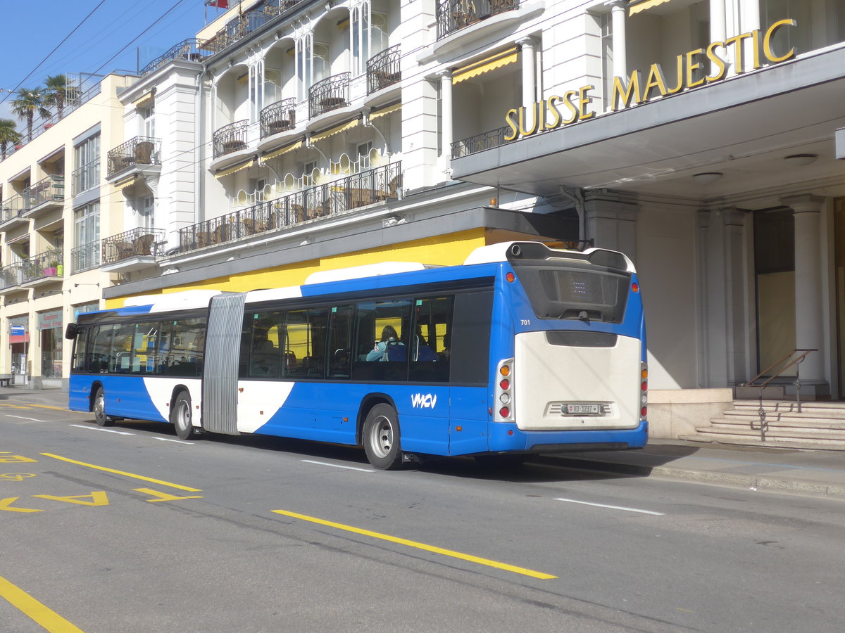 (215'167) - VMCV Clarens - Nr. 701/VD 1237 - Scania am 14. M�rz 2020 in Montreux, Escaliers de la Gare