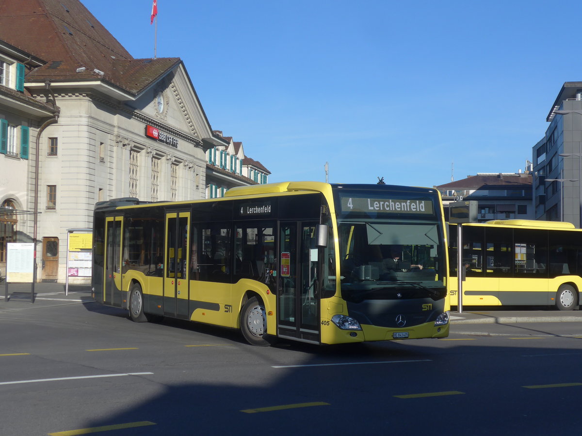 (215'192) - STI Thun - Nr. 405/BE 843'405 - Mercedes am 15. M�rz 2020 beim Bahnhof Thun