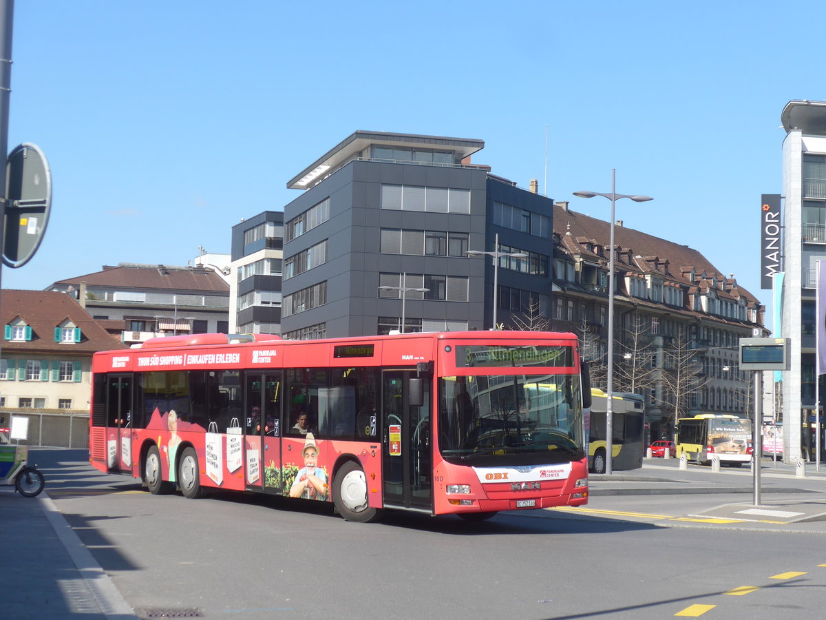(215'475) - STI Thun - Nr. 160/BE 752'160 - MAN am 23. M�rz 2020 beim Bahnhof Thun
