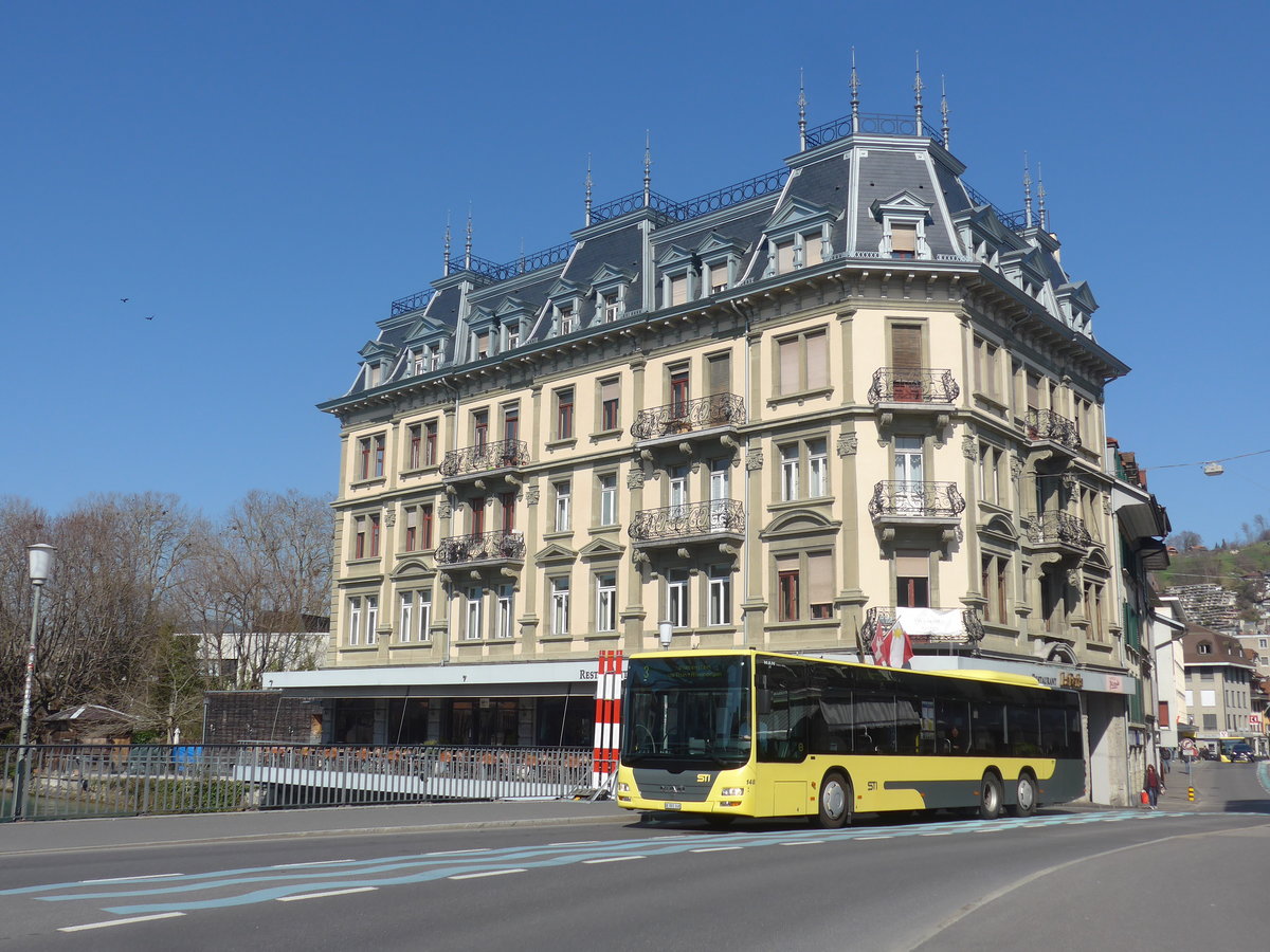 (215'505 - STI Thun - Nr. 148/BE 801'148 - MAN am 24. M�rz 2020 in Thun, Allmendbr�cke