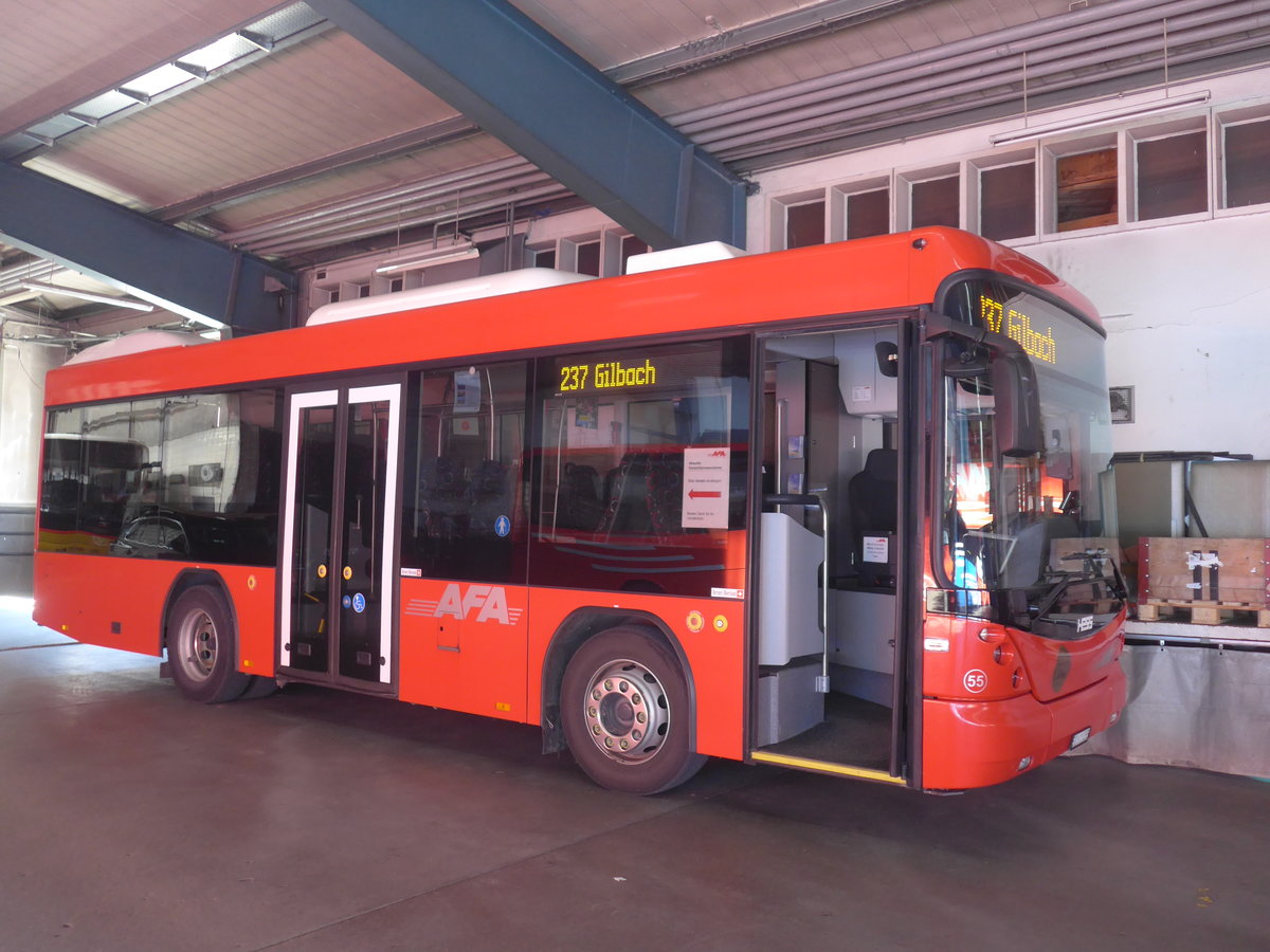 (215'525) - AFA Adelboden - Nr. 55/BE 611'055 - Scania/Hess am 25. M�rz 2020 in Adelboden, Busstation