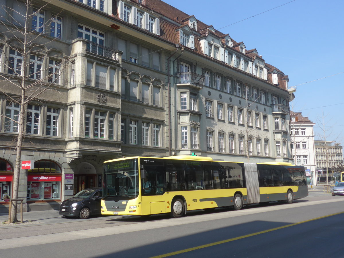 (215'646) - STI Thun - Nr. 146/BE 801'146 - MAN am 28. M�rz 2020 in Thun, Bahnhofstrasse