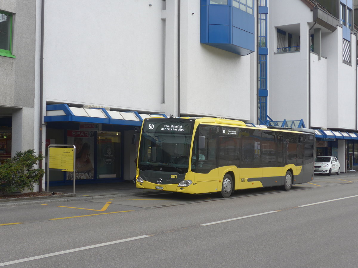 (215'696) - STI Thun - Nr. 407/BE 838'407 - Mercedes am 30. M�rz 2020 in Thun, Postbr�cke