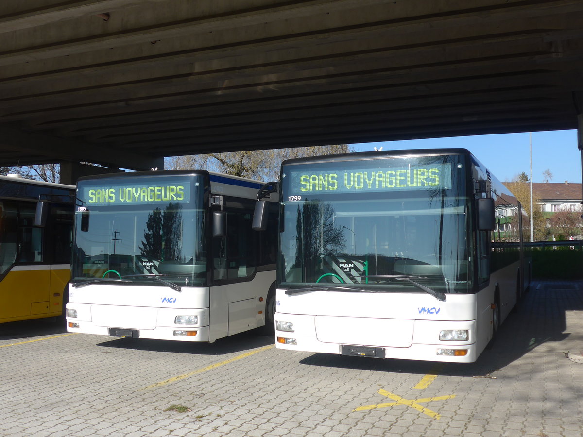 (215'841) - VMCV Clarens - Nr. 906 - MAN (ex transN, La Chaux-de-Fonds Nr. 243; ex TN Neuch�tel Nr. 243) am 4. April 2020 in Kerzers, Murtenstrasse