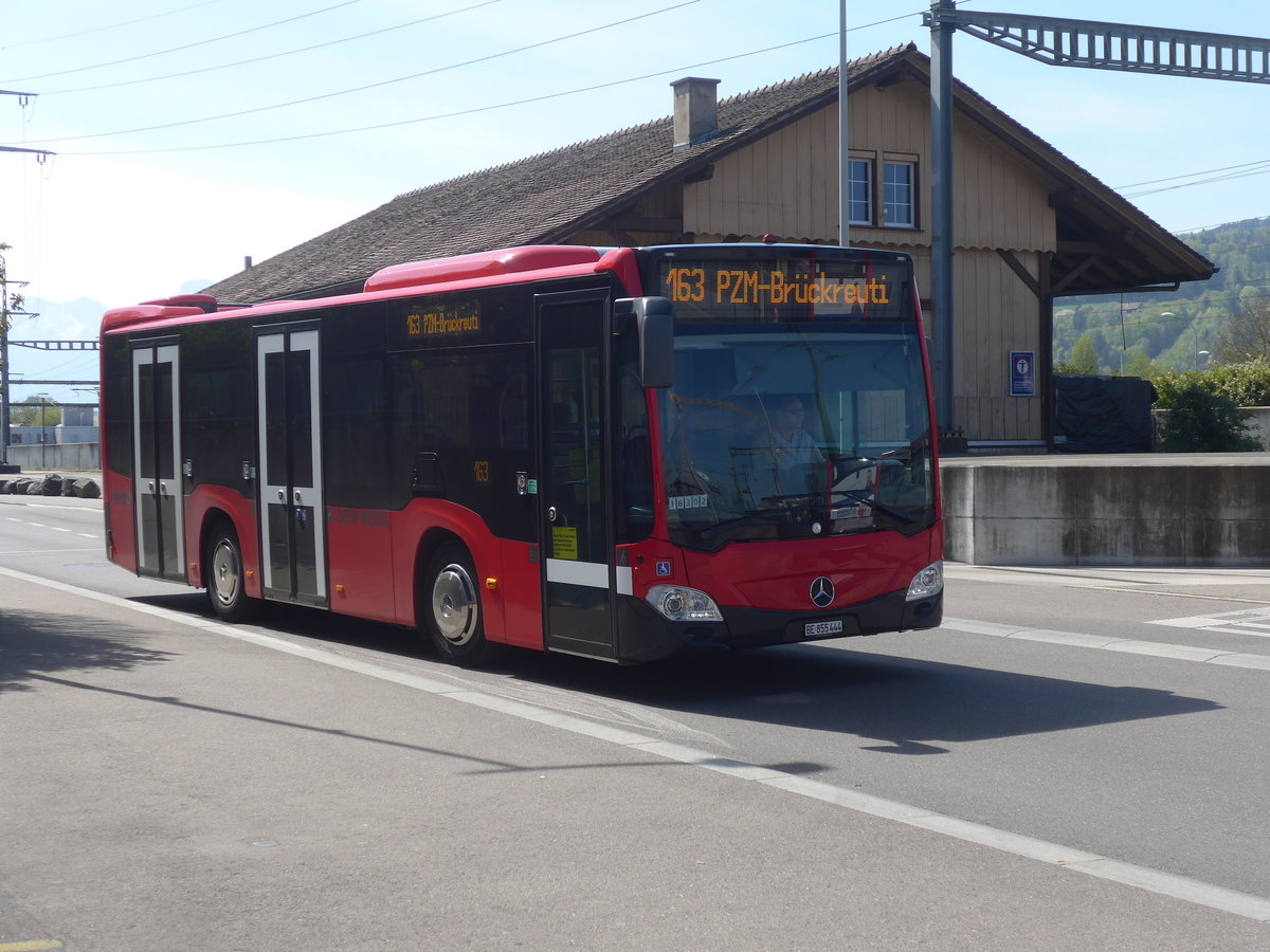(216'115) - Bernmobil, Bern - Nr. 444/BE 855'444 - Mercedes am 16. April 2020 beim Bahnhof M�nsingen