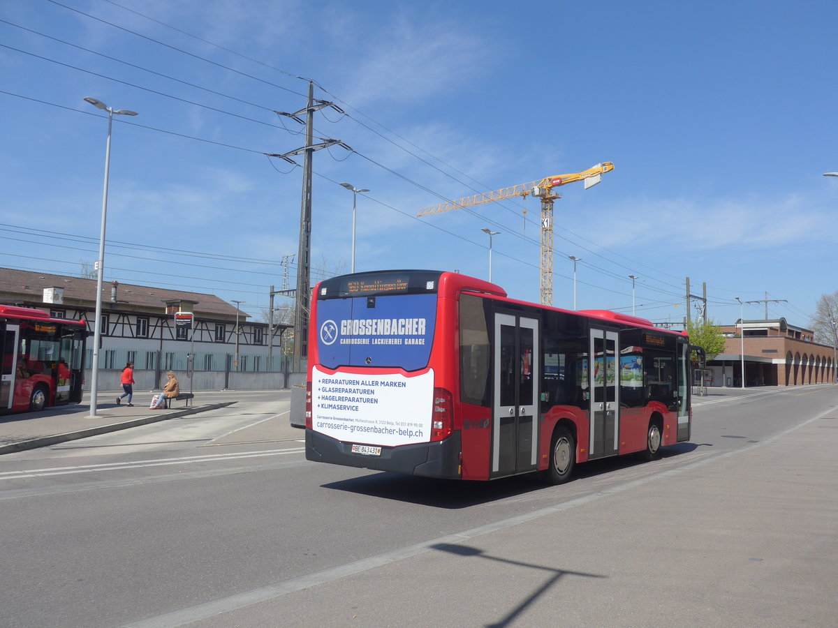 (216'118) - Bernmobil, Bern - Nr. 431/BE 843'431 - Mercedes am 16. April 2020 beim Bahnhof M�nsingen