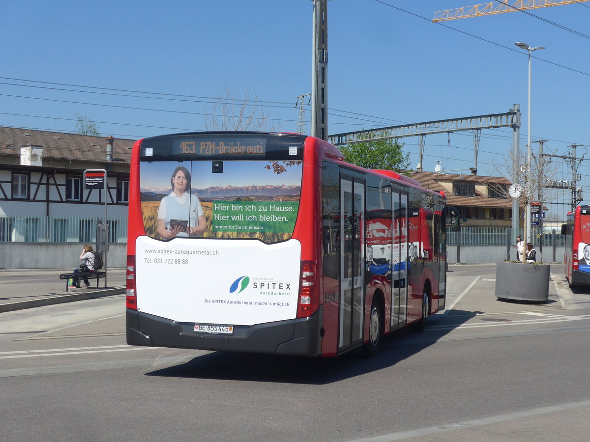 (216'348) - Bernmobil, Bern - Nr. 445/BE 855'445 - Mercedes am 22. April 2020 beim Bahnhof M�nsingen