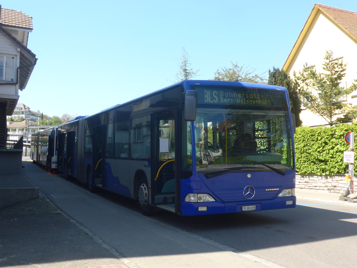 (216'381) - Intertours, Domdidier - Nr. 206/FR 300'658 - Mercedes (ex VZO Gr�ningen Nr. 51) am 22. April 2020 beim Bahnhof Belp