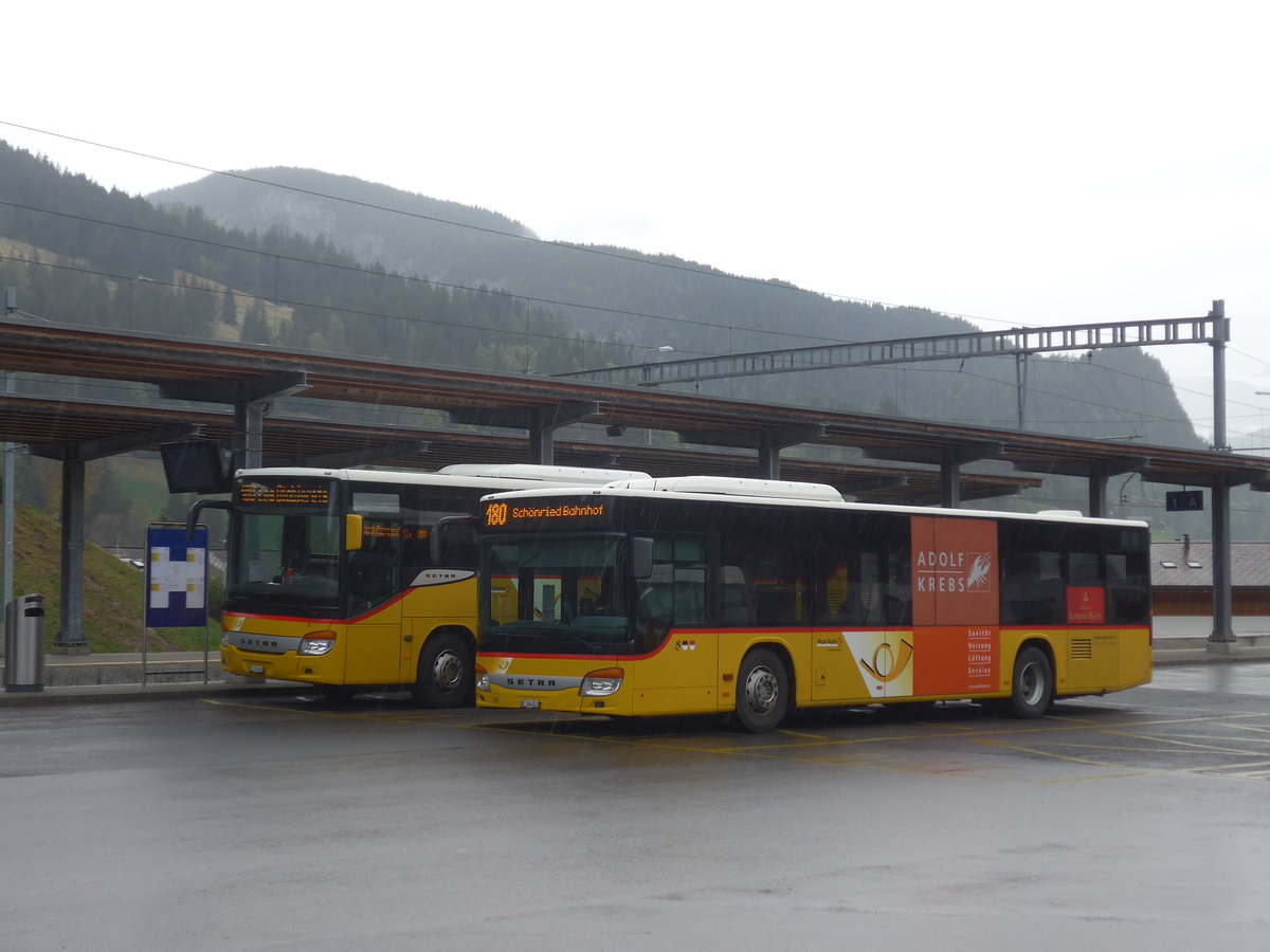 (216'516) - K�bli, Gstaad - BE 104'023 - Setra (ex Nr. 1) am 26. April 2020 beim Bahnhof Gstaad