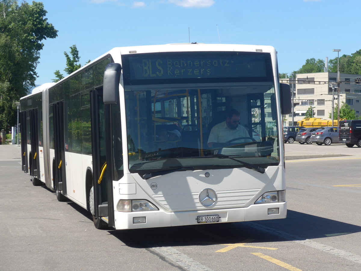 (217'178) - Intertours, Domdidier - Nr. 203/FR 300'668 - Mercedes (ex VZO Gr�ningen Nr. 53) am 21. Mai 2020 beim Bahnhof Lyss