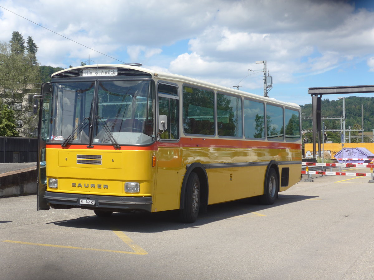(218'360) - Ziegler, Pratteln - BL 76'492 - Saurer/T�scher (ex P 24'265) am 4. Juli 2020 beim Bahnhof Liestal