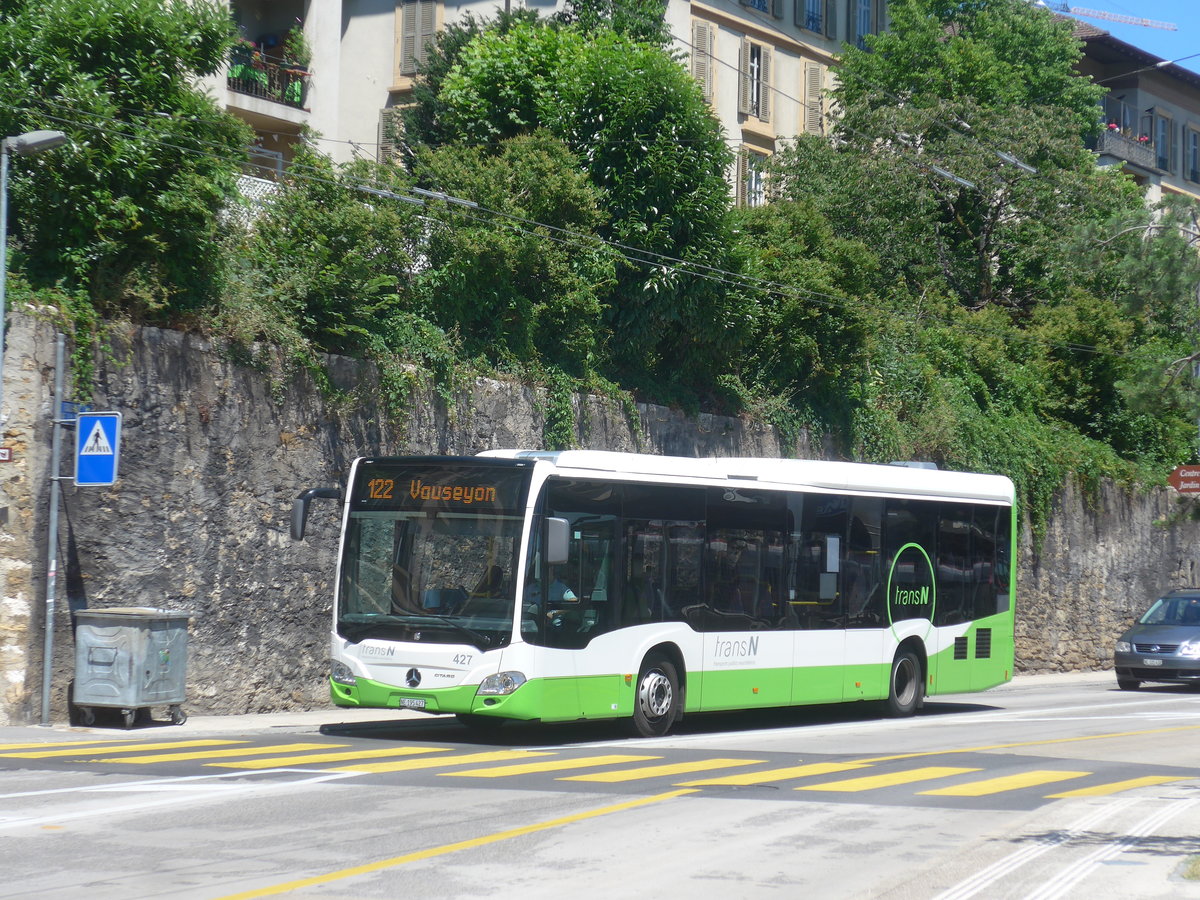 (218'545) - transN, La Chaux-de-Fonds - Nr. 427/NE 195'427 - Mercedes am 6. Juli 2020 beim Bahnhof Neuch�tel