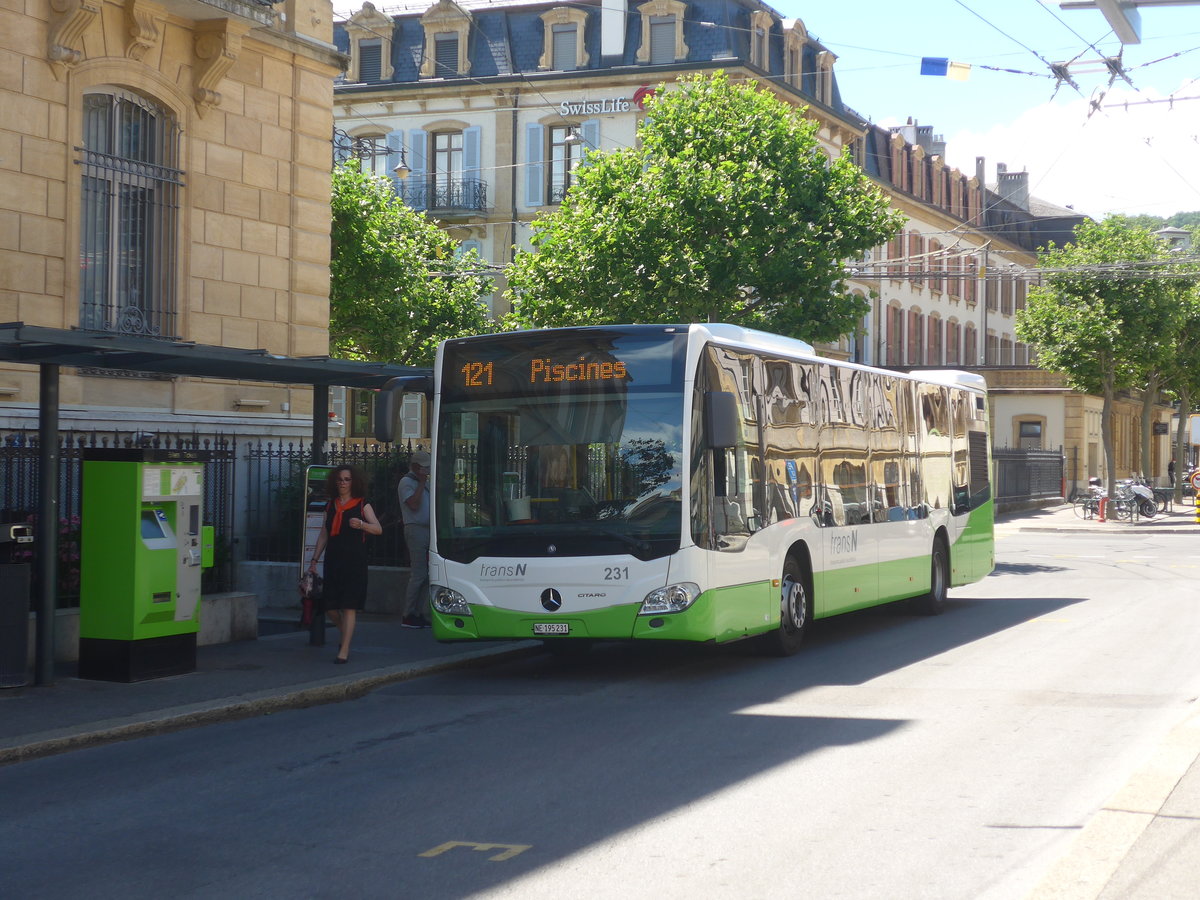 (218'554) - transN, La Chaux-de-Fonds - Nr. 231/NE 195'231 - Mercedes am 6. Juli 2020 in Neuch�tel, Place Pury