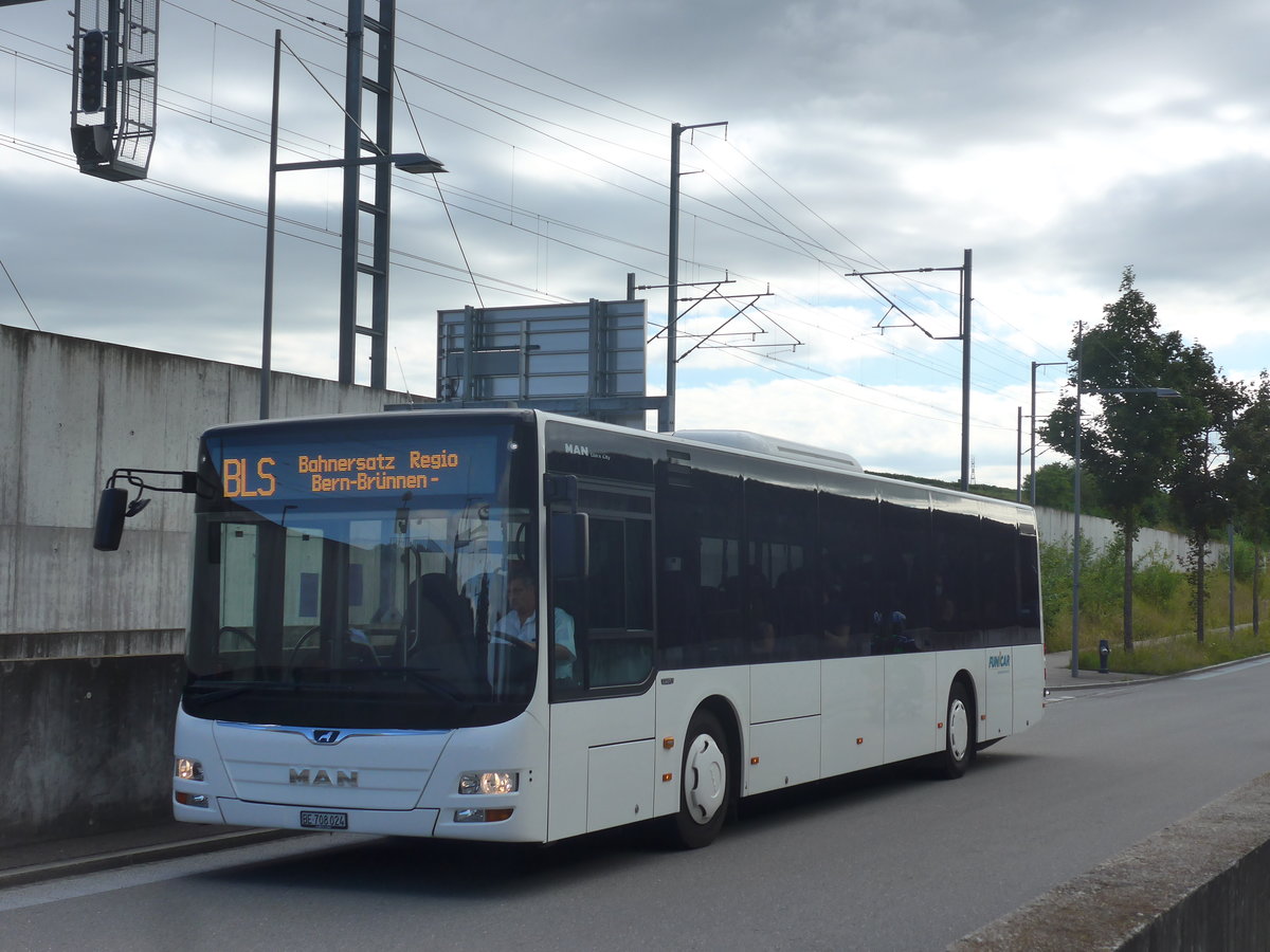 (218'586) - Funi-Car, Biel - Nr. 24/BE 708'024 - MAN am 6. Juli 2020 beim Bahnhof Bern Br�nnen Westside