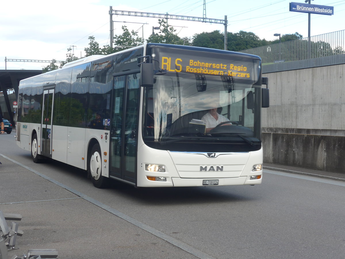 (218'592) - Funi-Car, Biel - Nr. 24/BE 708'024 - MAN am 6. Juli 2020 beim Bahnhof Bern Br�nnen Westside