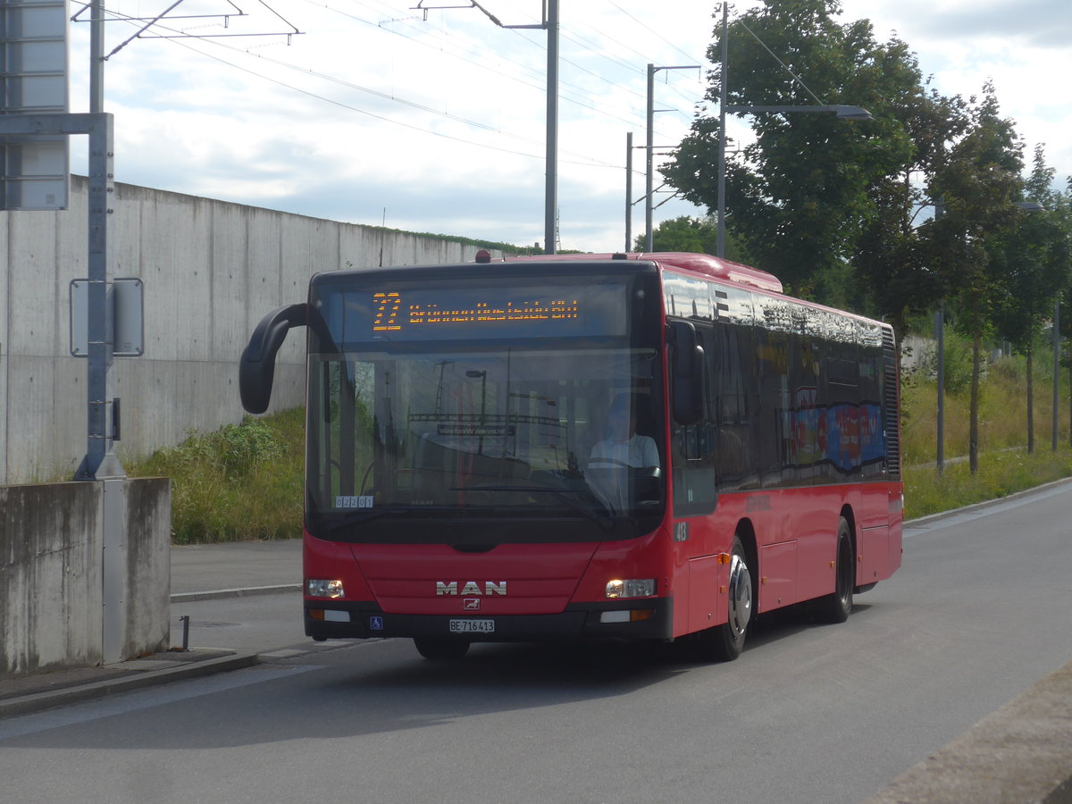 (218'593) - Bernmobil, Bern - Nr. 413/BE 716'413 - MAN am 6. Juli 2020 beim Bahnhof Bern Br�nnen Westside