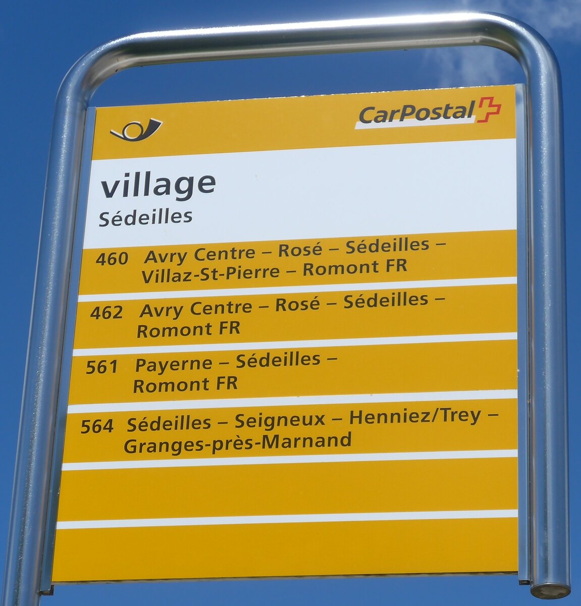 (219'011) - PostAuto-Haltestellenschild - S�deilles, village - am 25. Juli 2020
