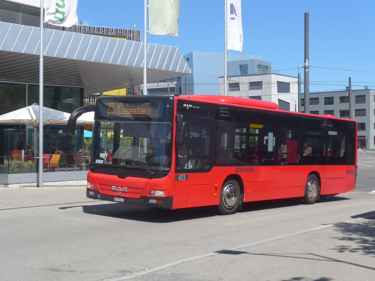 (219'226) - Bernmobil, Bern - Nr. 413/BE 716'413 - MAN am 27. Juli 2020 beim Bahnhof Bern Br�nnen Westside