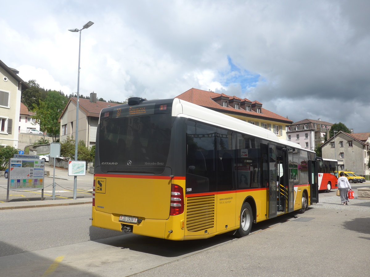 (220'395) - TSPG Saignel�gier - JU 1939 - Mercedes am 31. August 2020 beim Bahnhof Tramelan