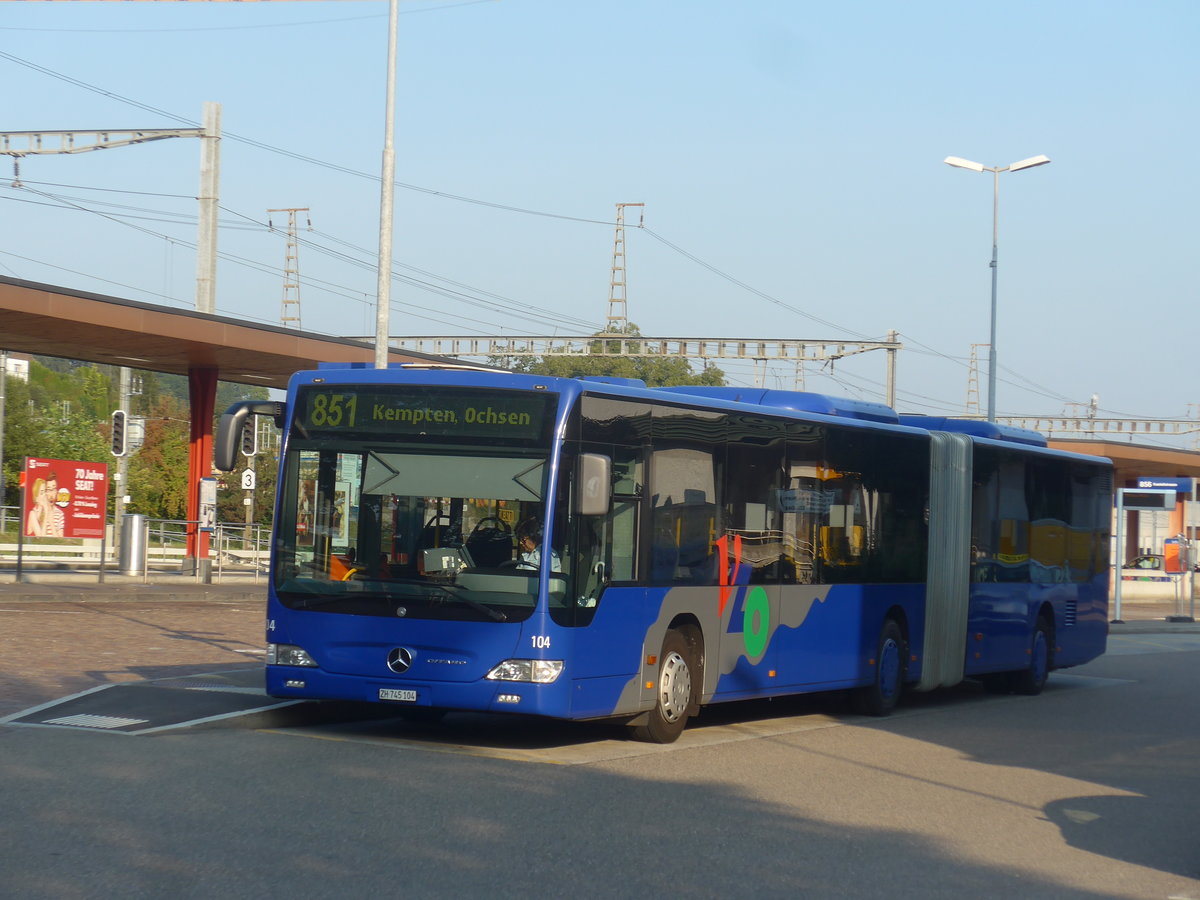 (220'567) - VZO Gr�ningen - Nr. 104/ZH 745'104 - Mercedes am 12. September 2020 beim Bahnhof Wetzikon
