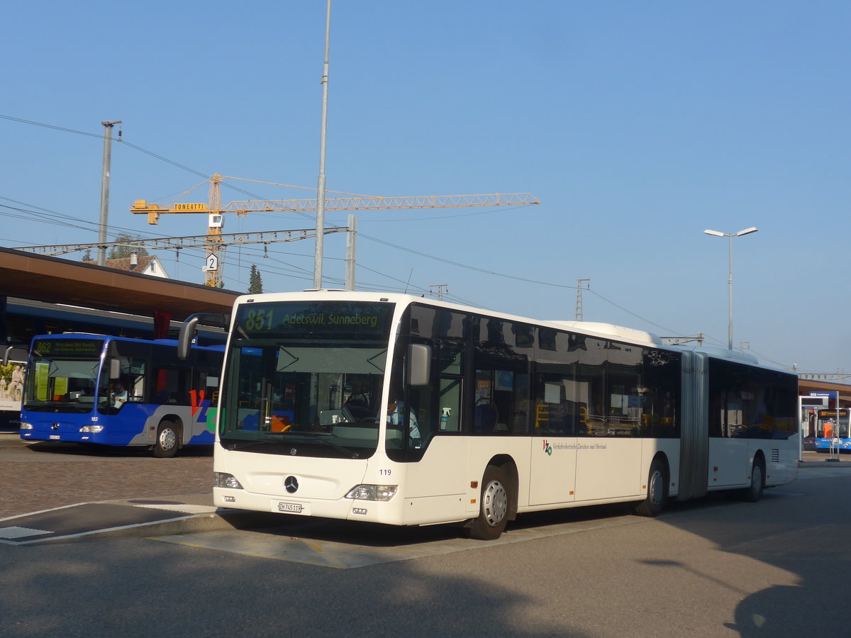 (220'570) - VZO Gr�ningen - Nr. 119/ZH 745'119 - Mercedes am 12. September 2020 beim Bahnhof Wetzikon