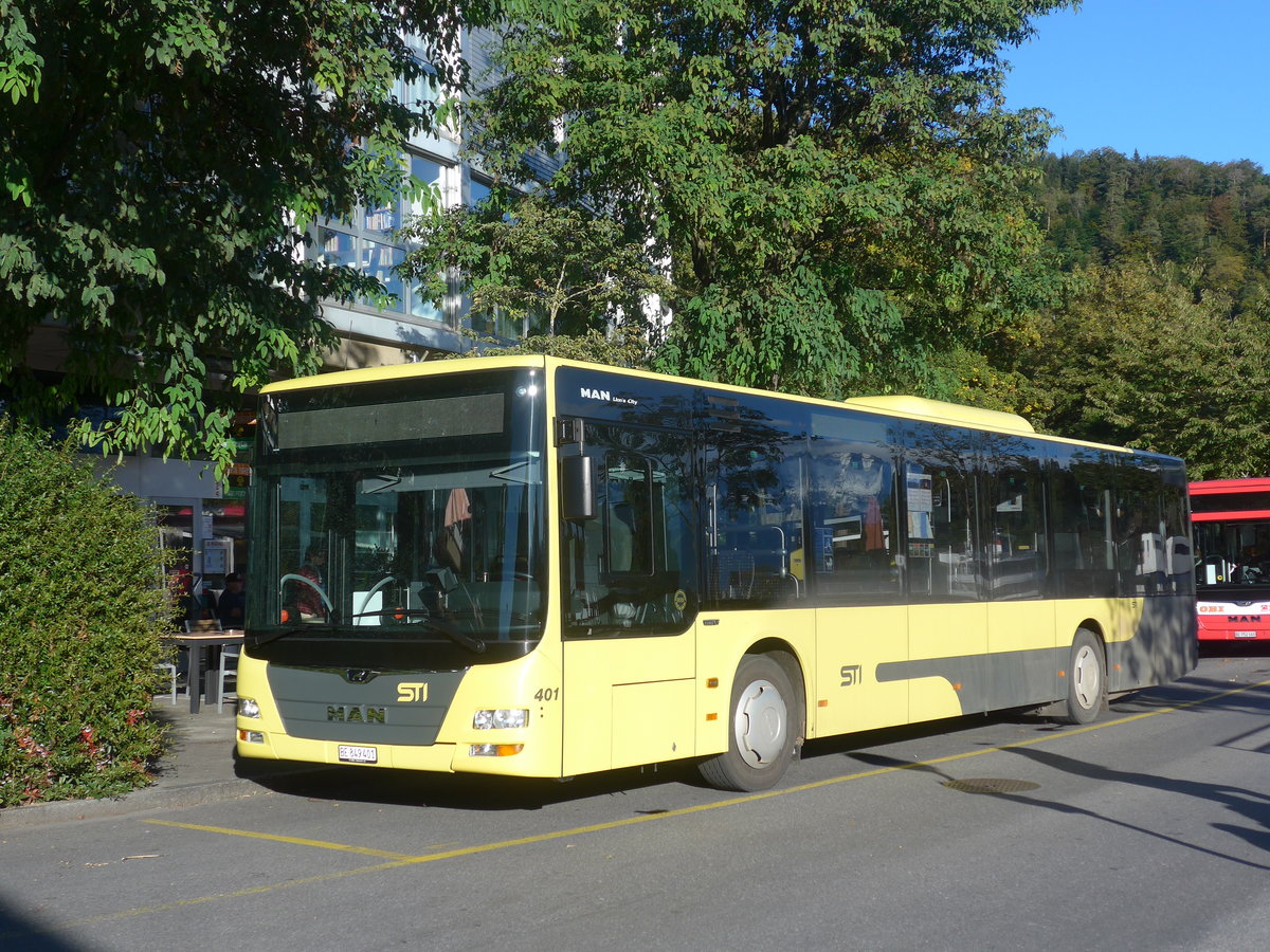 (221'596) - STI Thun - Nr. 401/BE 849'401 - MAN am 3. Oktober 2020 bei der Schiffl�ndte Thun