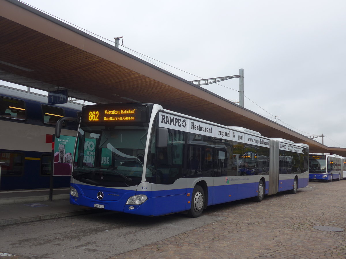 (221'775) - VZO Gr�ningen - Nr. 127/ZH 532'127 - Mercedes am 12. Oktober 2020 beim Bahnhof Wetzikon