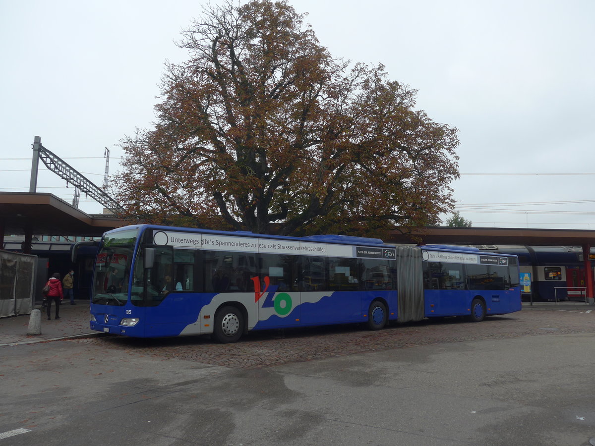 (221'776) - VZO Gr�ningen - Nr. 105/ZH 745'105 - Mercedes am 12. Oktober 2020 beim Bahnhof Wetzikon