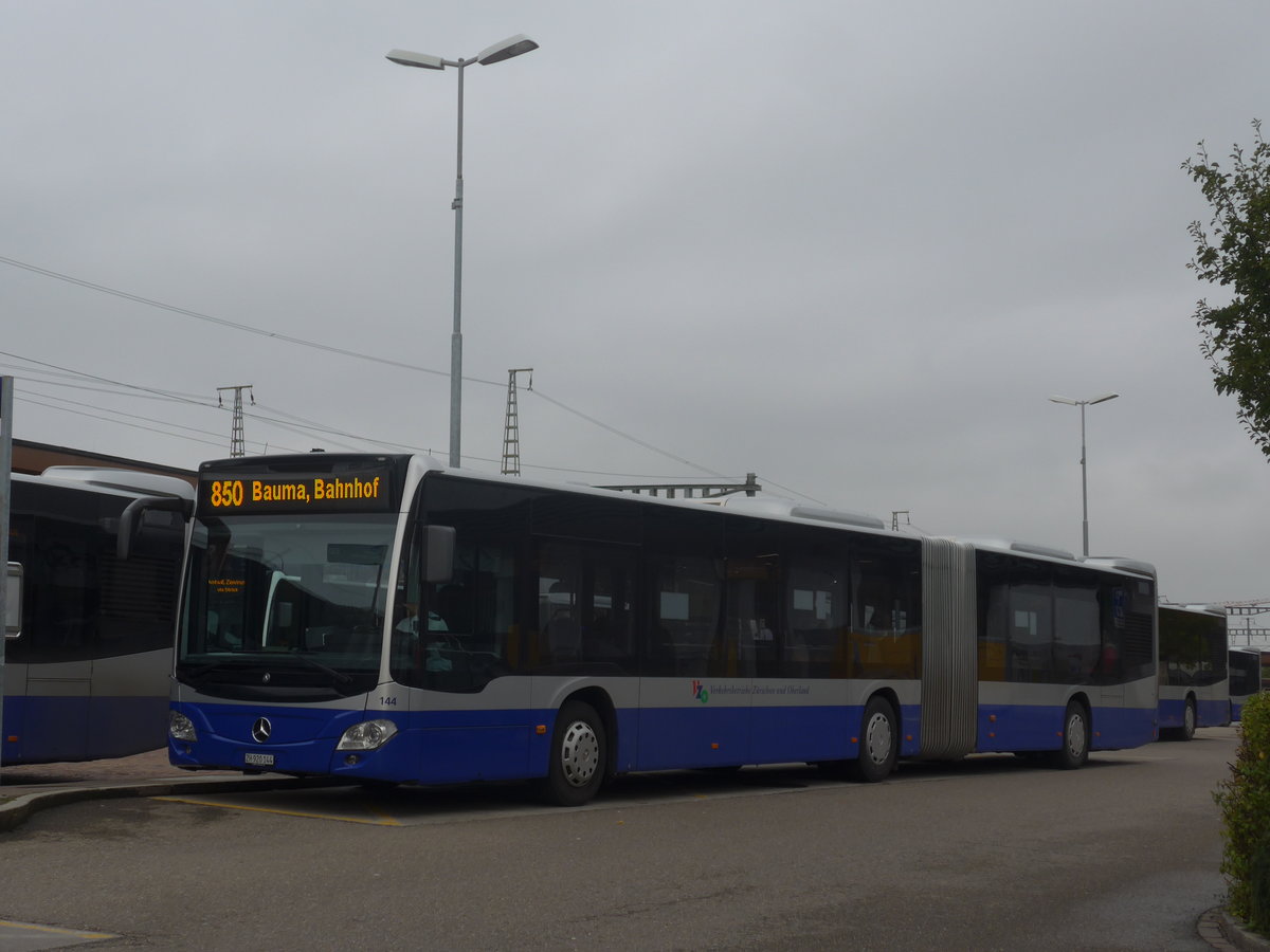 (221'777) - VZO Gr�ningen - Nr. 144/ZH 920'144 - Mercedes am 12. Oktober 2020 beim Bahnhof Wetzikon