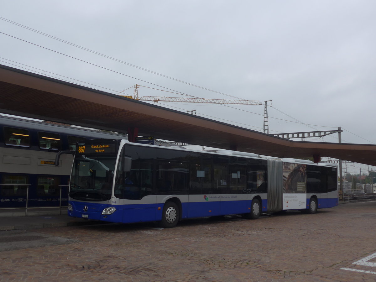 (221'781) - VZO Gr�ningen - Nr. 146/ZH 920'146 - Mercedes am 12. Oktober 2020 beim Bahnhof Wetzikon