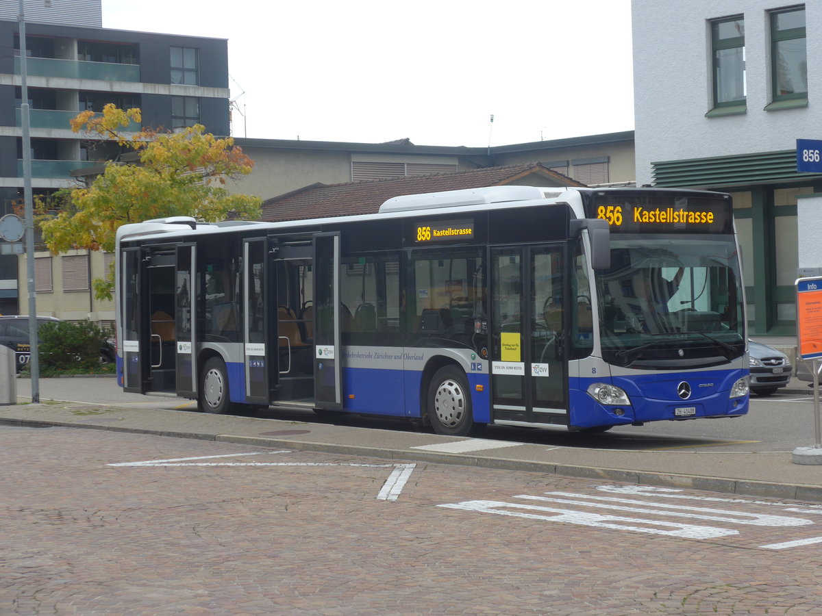(221'896) - VZO Gr�ningen - Nr. 8/ZH 41'408 - Mercedes am 12. Oktober 2020 beim Bahnhof Wetzikon
