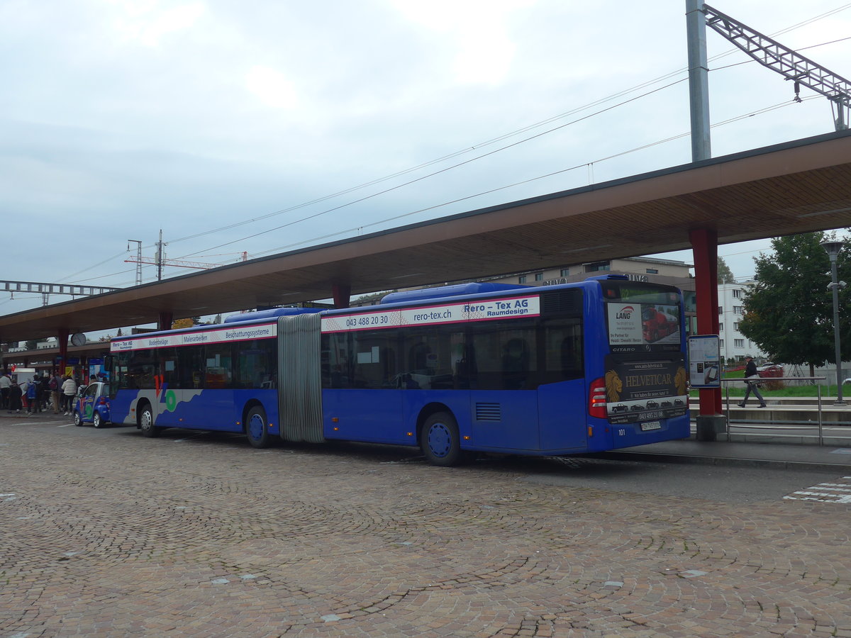(221'903) - VZO Gr�ningen - Nr. 101/ZH 745'101 - Mercedes am 12. Oktober 2020 beim Bahnhof Wetzikon