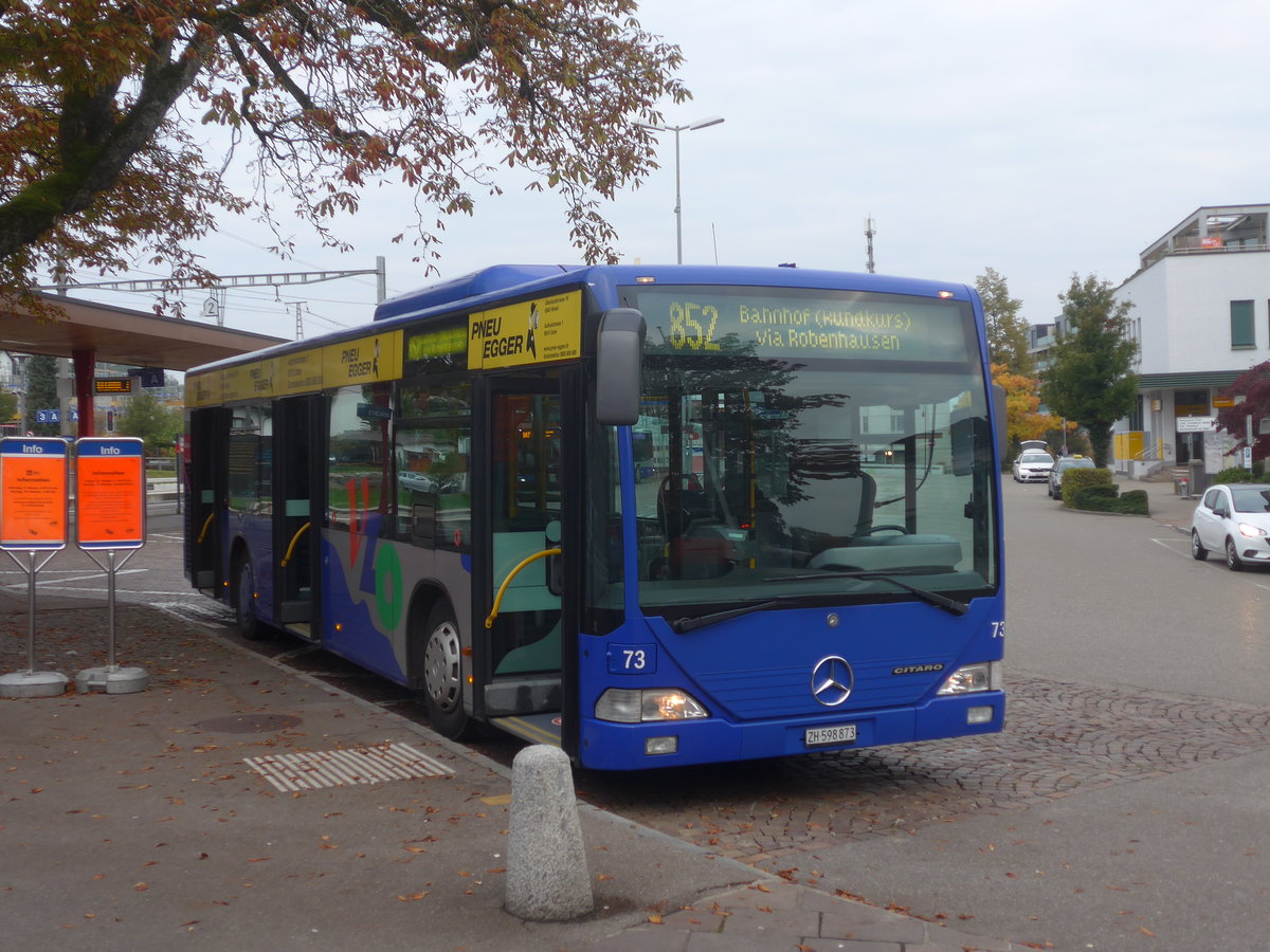 (221'944) - VZO Gr�ningen - Nr. 73/ZH 598'873 - Mercedes am 18. Oktober 2020 beim Bahnhof Wetzikon