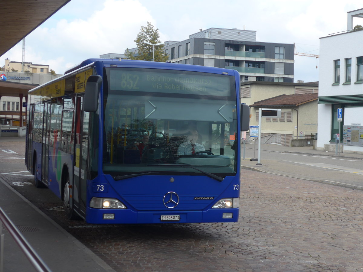 (222'003) - VZO Gr�ningen - Nr. 73/ZH 598'873 - Mercedes am 18. Oktober 2020 beim Bahnhof Wetzikon