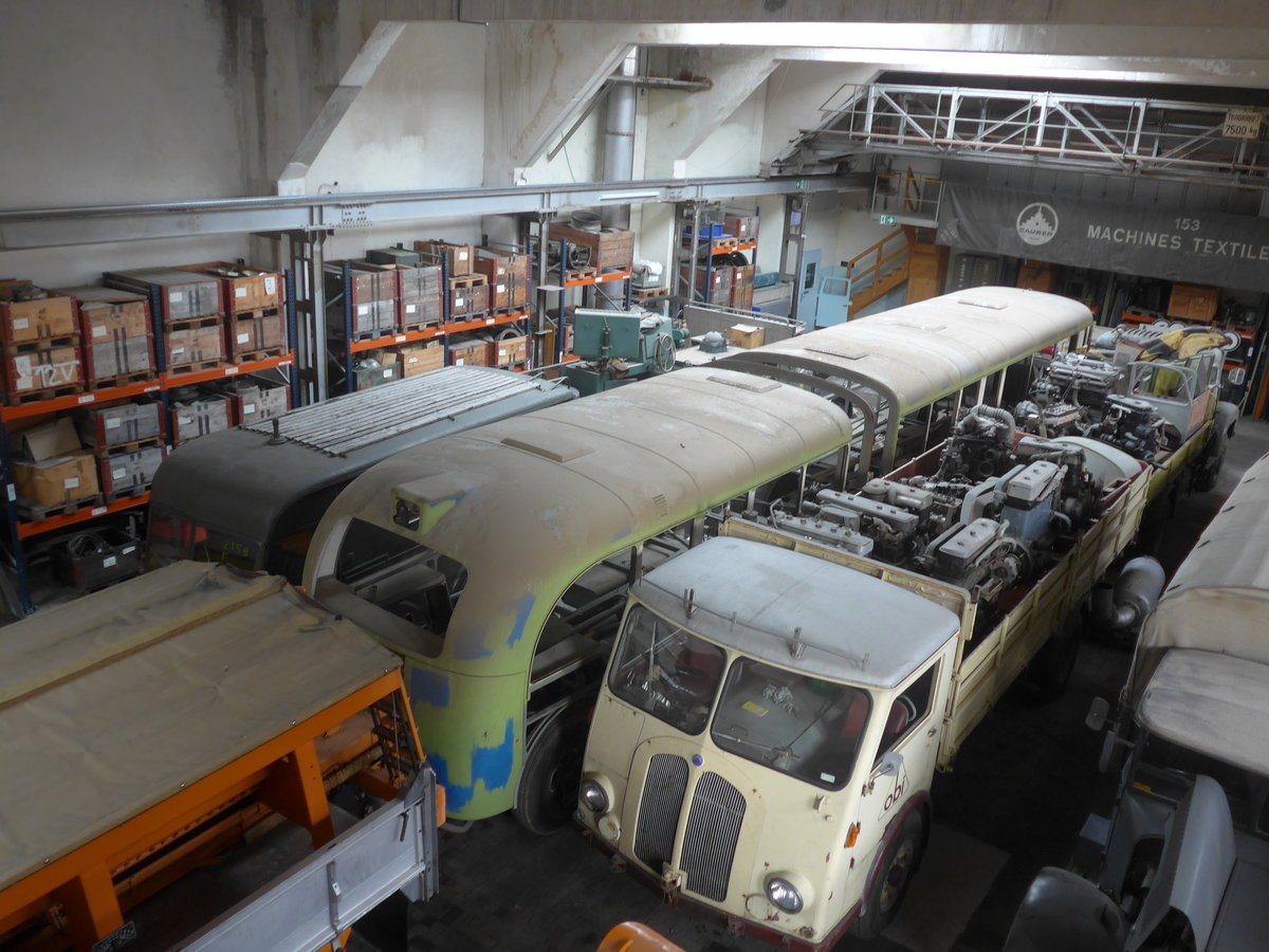 (222'282) - VBZ Z�rich (OCS) - Nr. 553 - Saurer/Saurer (ex Nr. 201) am 21. Oktober 2020 in Arbon, Saurermuseum Depot (1. Gelenkautobus der Schweiz!)