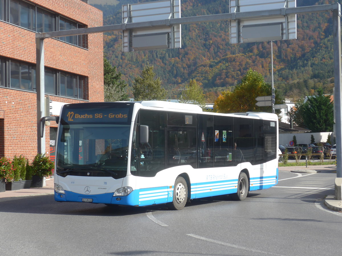 (222'412) - Aus der Schweiz: RTB Alts�tten - Nr. 78/SG 138'232 - Mercedes am 22. Oktober 2020 beim Bahnhof Schaan