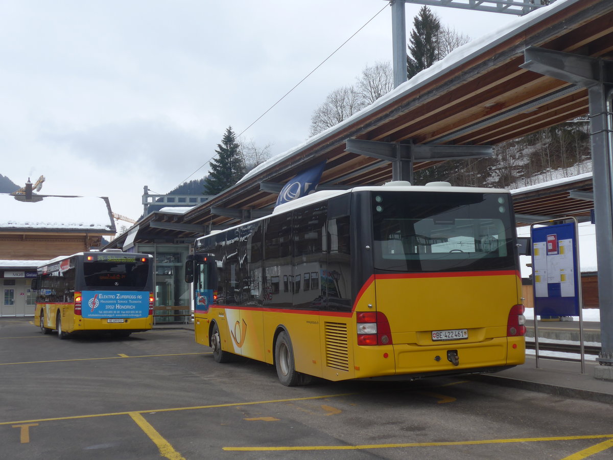(223'460) - PostAuto Bern - BE 422'461 - MAN/G�ppel (ex AVG Meiringen Nr. 61) am 7. Februar 2021 beim Bahnhof Gstaad