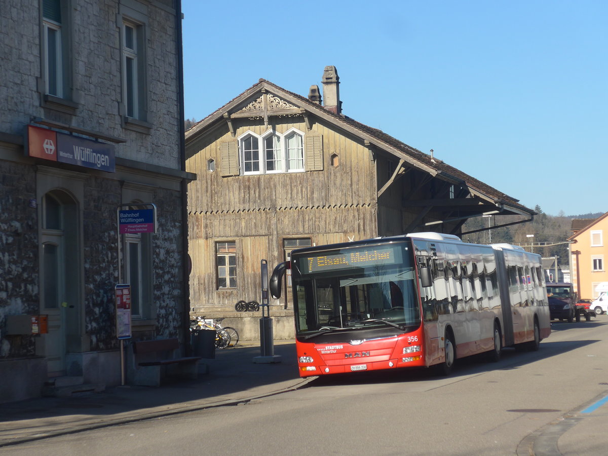 (223'665) - SW Winterthur - Nr. 356/ZH 886'356 - MAN am 21. Februar 2021 beim Bahnhof Winterthur W�lflingen