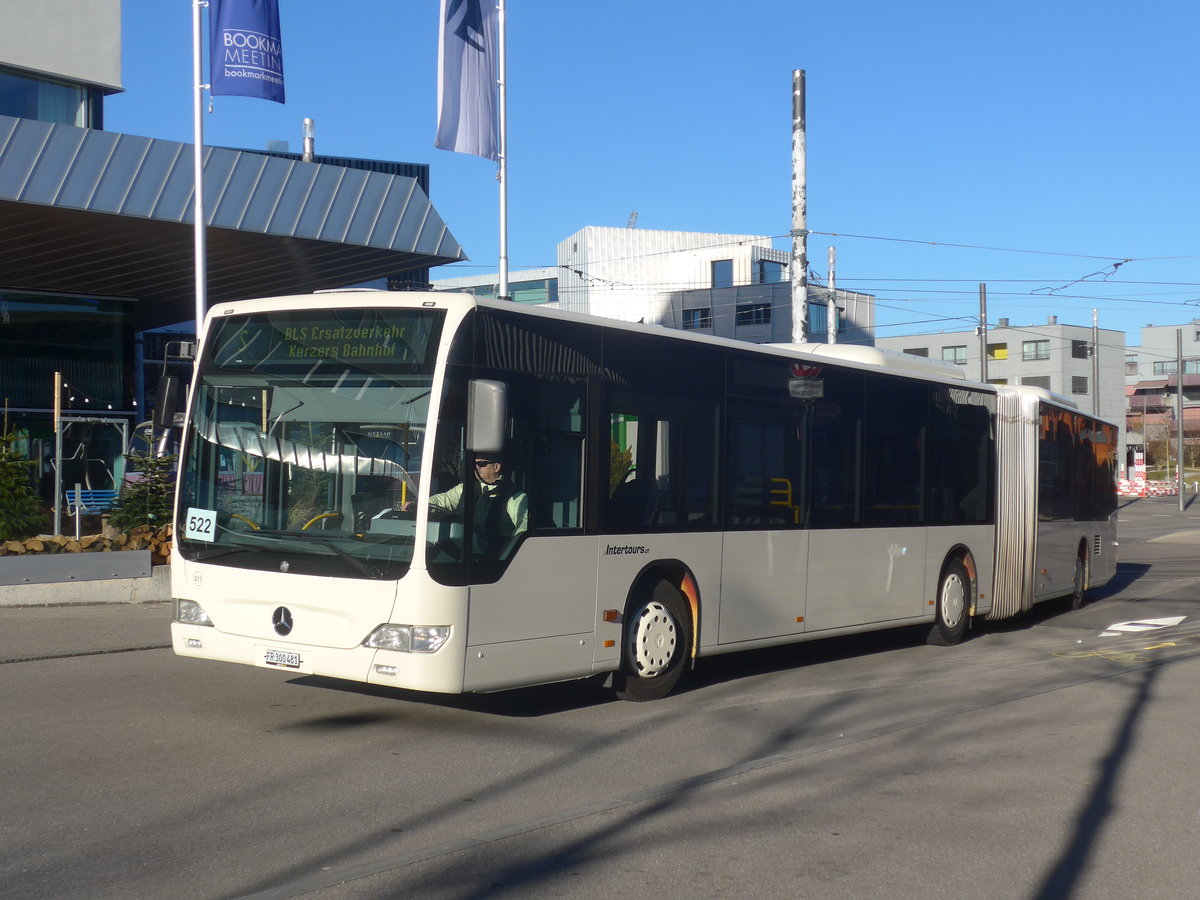 (223'695) - Intertours, Domdidier - Nr. 211/FR 300'481 - Mercedes (ex STI Thun Nr. 135) am 21. Februar 2021 beim Bahnhof Bern Br�nnen Westside