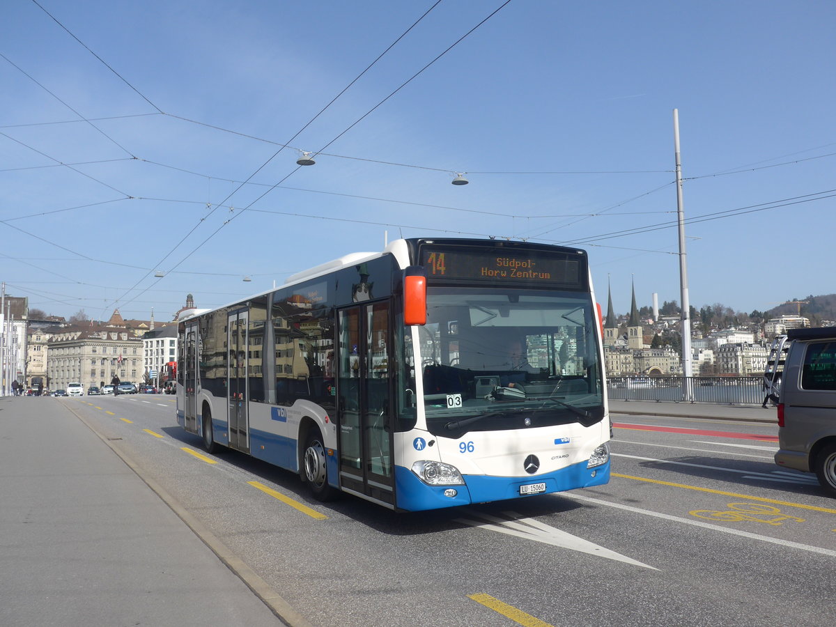 (223'799) - VBL Luzern - Nr. 96/LU 15'060 - Mercedes am 26. Februar 2021 in Luzern, Bahnhofbr�cke