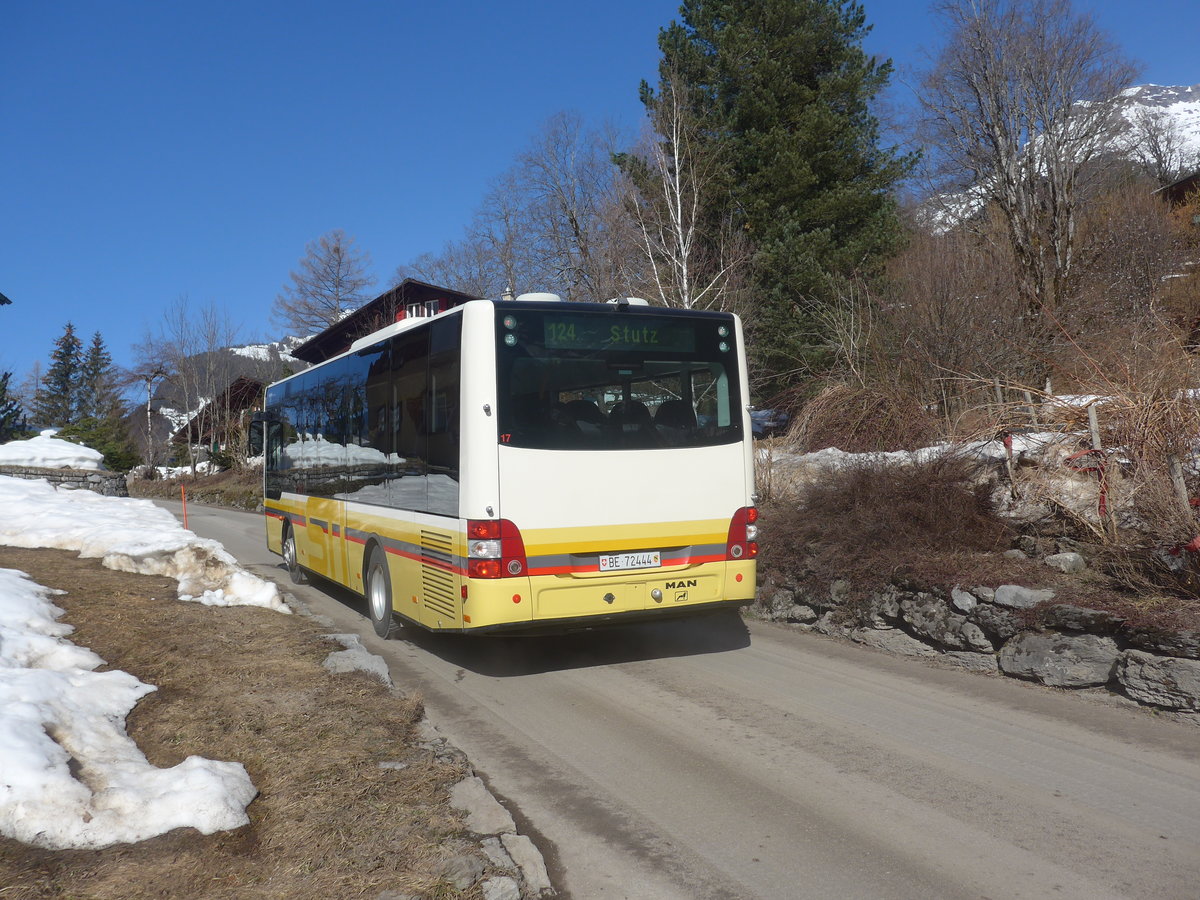(223'836) - Grindelwaldbus, Grindelwald - Nr. 17/BE 72'444 - MAN/G�ppel (ex STI Thun Nr. 133) am 28. Februar 2021 in Grindelwald, Stutz