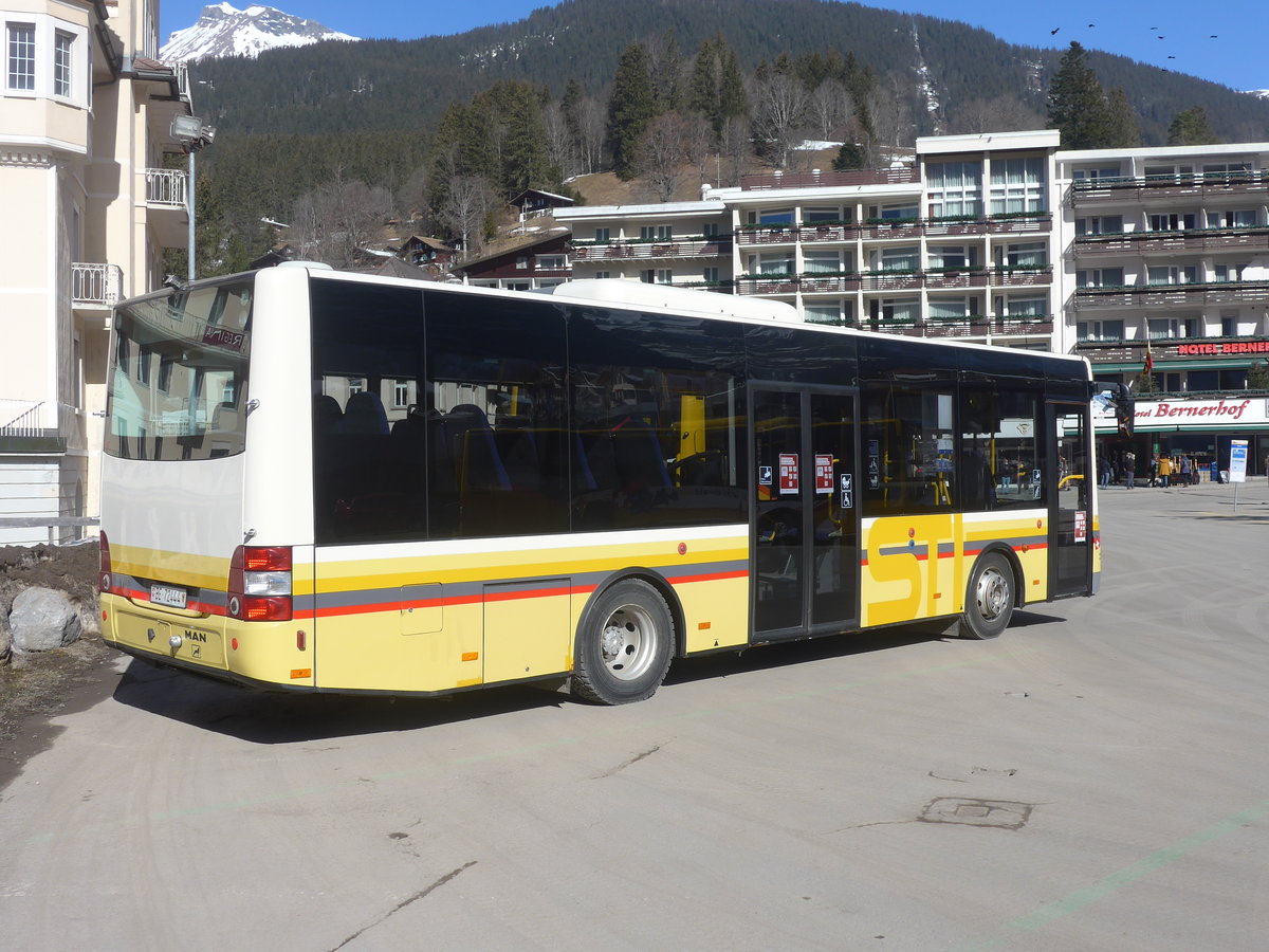 (223'838) - Grindelwaldbus, Grindelwald - Nr. 17/BE 72'444 - MAN/G�ppel (ex STI Thun Nr. 133) am 28. Februar 2021 beim Bahnhof Grindelwald